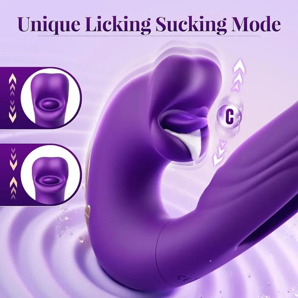 Tongue-Licking & Flapping Vibrator – G-Spot, Clitoral & Anal Stimulator for Women - Passion Pulse Adult