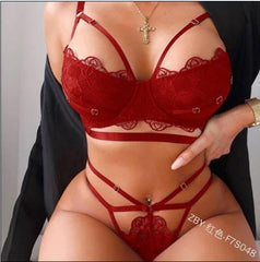 Lace Straps Three-Point Sexy Lingerie - Passion Pulse Adult