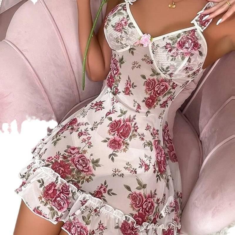 Floral Nightgown: Pure Comfort for Home - Passion Pulse Adult