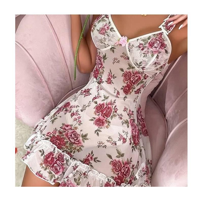 Floral Nightgown: Pure Comfort for Home - Passion Pulse Adult