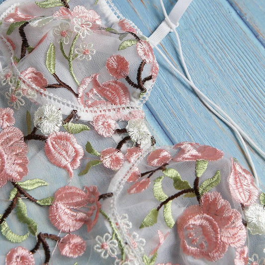 Tempting Flower Embroidered Sexy Jumpsuit - Passion Pulse Adult