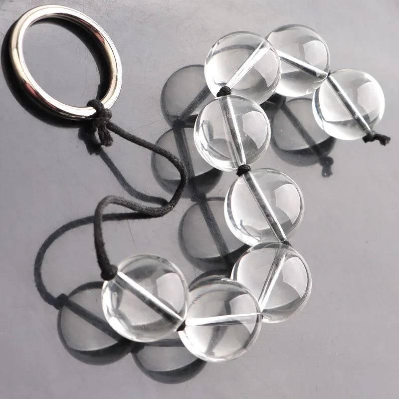 CrystalGlass Anal Beads - 5 Sizes Glass Butt Plug for Men, Women, and Couples with Smooth Vaginal and Anal Balls for BDSM, Massage, and Erotic Play - Passion Pulse Adult
