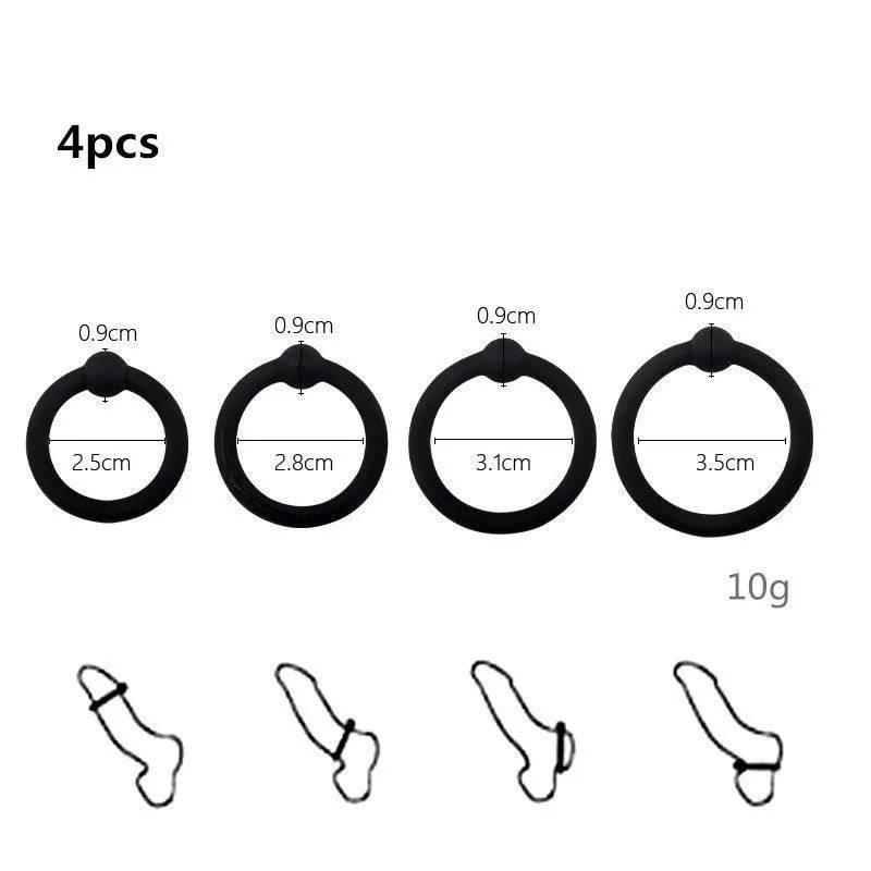 Adjustable Silicone Penis Lock Cock Ring | Bondage Erection Enhancer & Delay Ejaculation | Enlargement Ball Stretcher Massager | Sex Toy for Men - Passion Pulse Adult