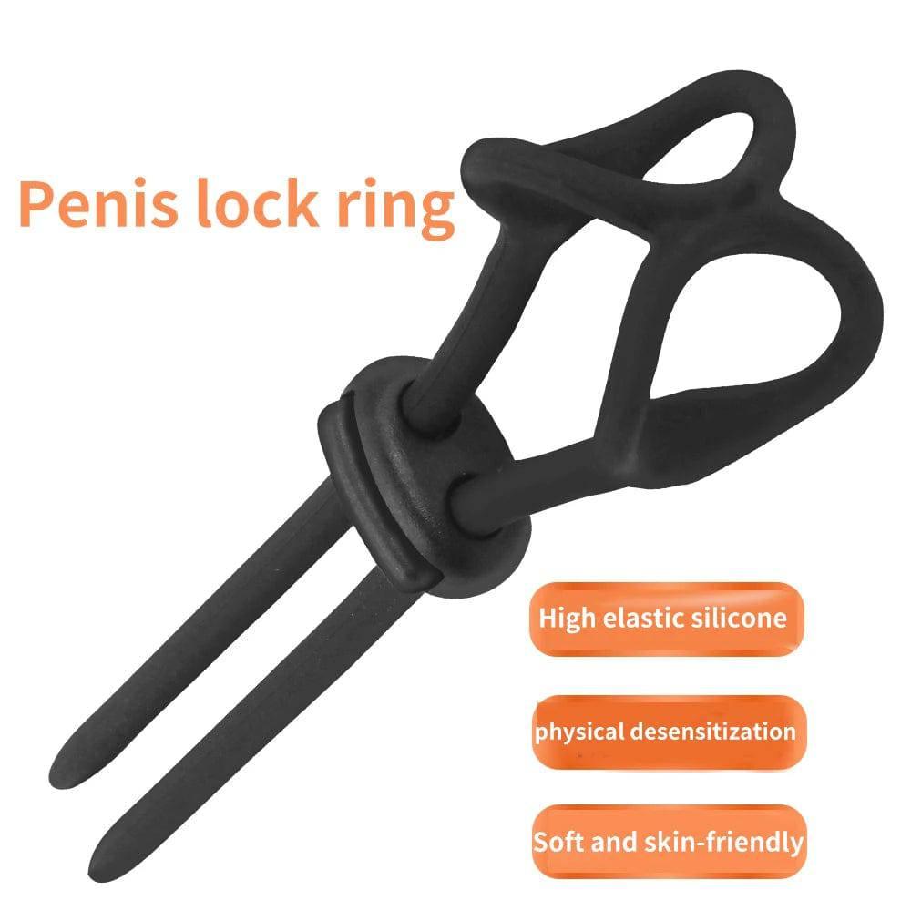 Adjustable Silicone Penis Lock Cock Ring | Bondage Erection Enhancer & Delay Ejaculation | Enlargement Ball Stretcher Massager | Sex Toy for Men - Passion Pulse Adult