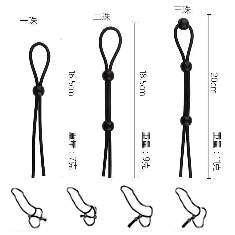 Adjustable Silicone Penis Lock Cock Ring | Bondage Erection Enhancer & Delay Ejaculation | Enlargement Ball Stretcher Massager | Sex Toy for Men - Passion Pulse Adult