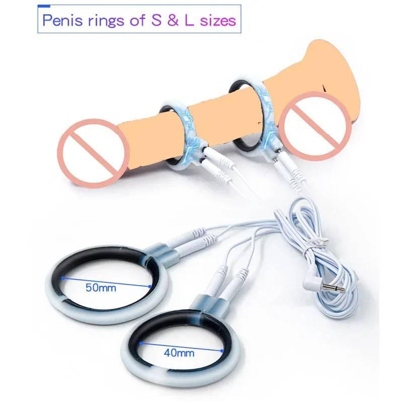 Electric Shock Penis Plug and Cock Ring Stimulator | Estim Electrostimulation Anal Plug BDSM Electrosex Toy for Couples 18+ - Passion Pulse Adult