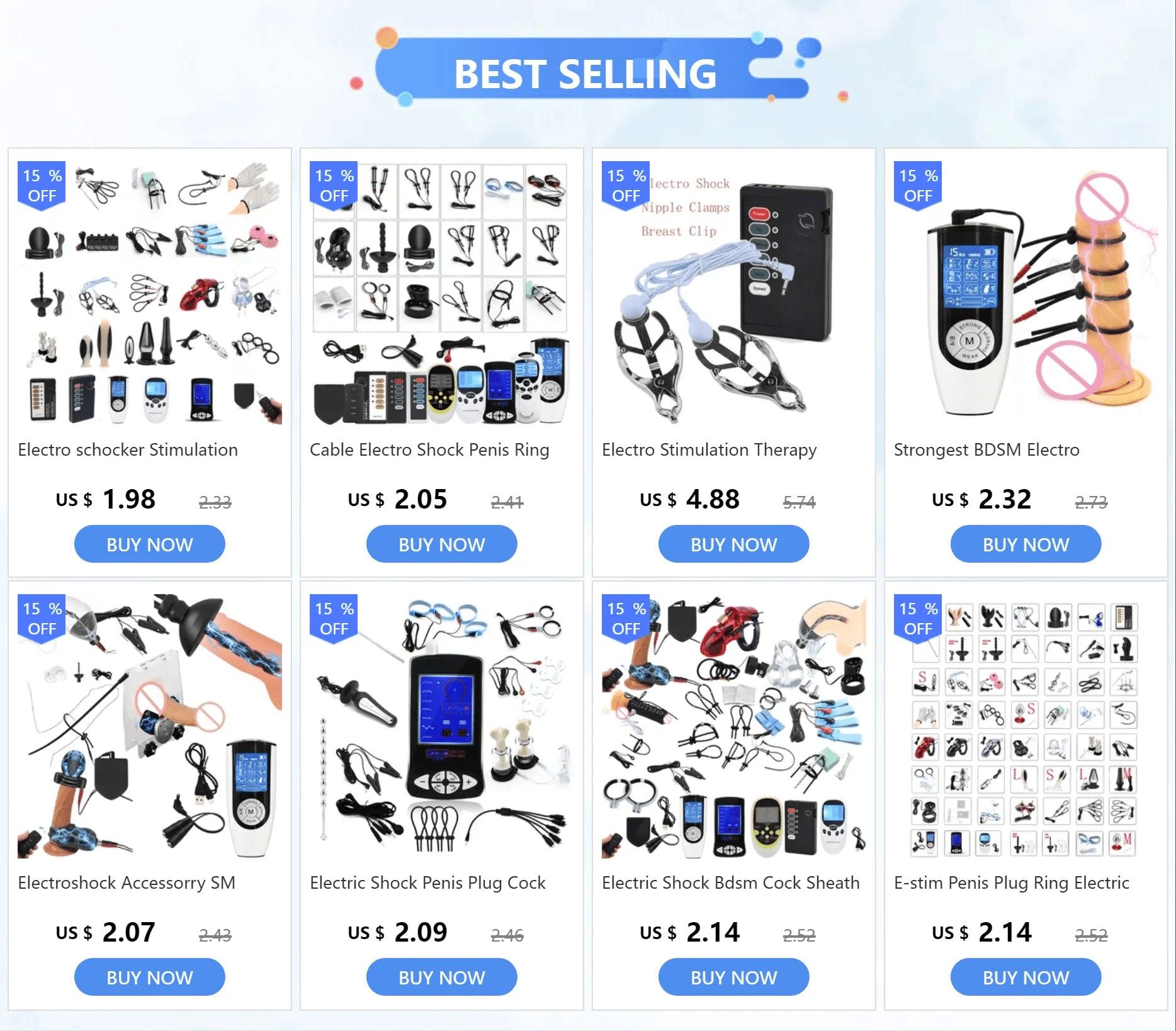 Electric Shock Penis Plug and Cock Ring Stimulator | Estim Electrostimulation Anal Plug BDSM Electrosex Toy for Couples 18+ - Passion Pulse Adult