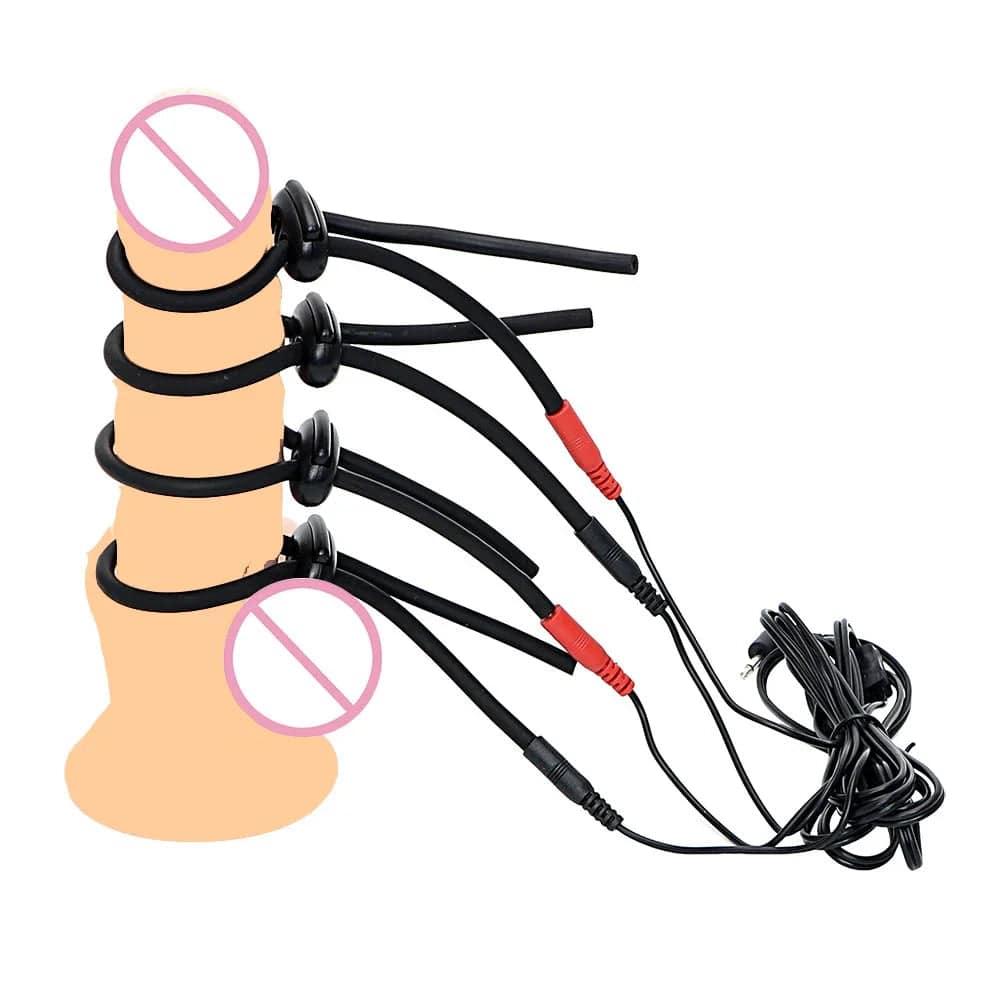 Electric Shock Penis Plug and Cock Ring Stimulator | Estim Electrostimulation Anal Plug BDSM Electrosex Toy for Couples 18+ - Passion Pulse Adult