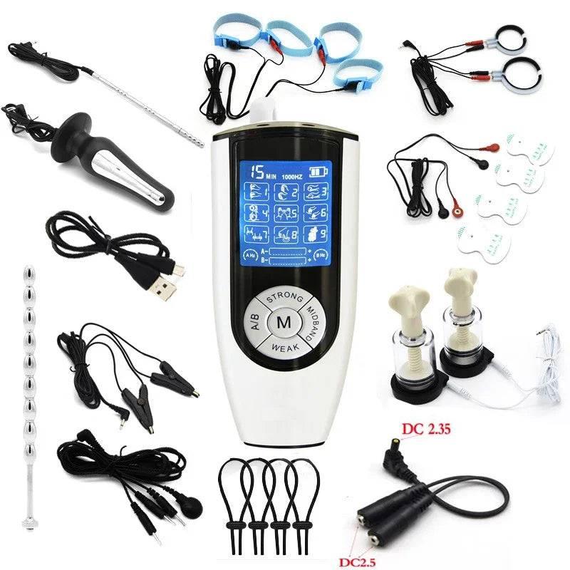 Electric Shock Penis Plug and Cock Ring Stimulator | Estim Electrostimulation Anal Plug BDSM Electrosex Toy for Couples 18+ - Passion Pulse Adult