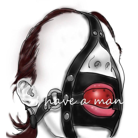 Leather Head Harness with Mouth Gag and Blindfold | BDSM Silicone Ball Gag Mask for Couples Roleplay & Bondage Games 18+ - Passion Pulse Adult
