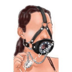 Leather Head Harness with Mouth Gag and Blindfold | BDSM Silicone Ball Gag Mask for Couples Roleplay & Bondage Games 18+ - Passion Pulse Adult