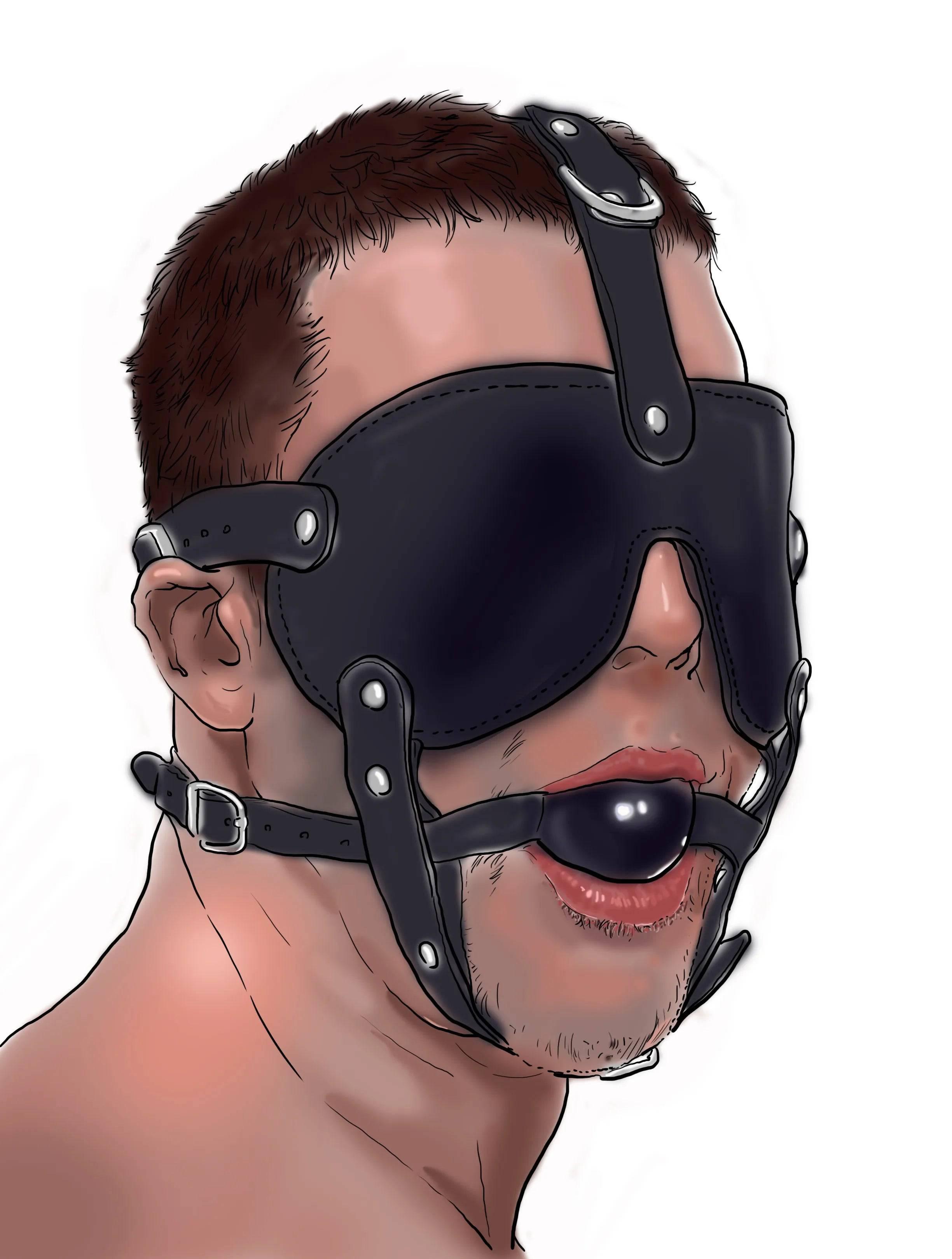 Leather Head Harness with Mouth Gag and Blindfold | BDSM Silicone Ball Gag Mask for Couples Roleplay & Bondage Games 18+ - Passion Pulse Adult