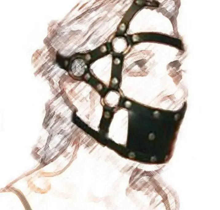 Leather Head Harness with Mouth Gag and Blindfold | BDSM Silicone Ball Gag Mask for Couples Roleplay & Bondage Games 18+ - Passion Pulse Adult
