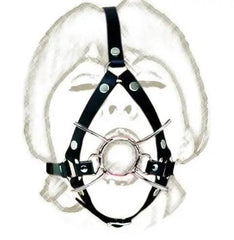 Leather Head Harness with Mouth Gag and Blindfold | BDSM Silicone Ball Gag Mask for Couples Roleplay & Bondage Games 18+ - Passion Pulse Adult