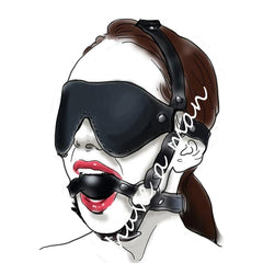 Leather Head Harness with Mouth Gag and Blindfold | BDSM Silicone Ball Gag Mask for Couples Roleplay & Bondage Games 18+ - Passion Pulse Adult
