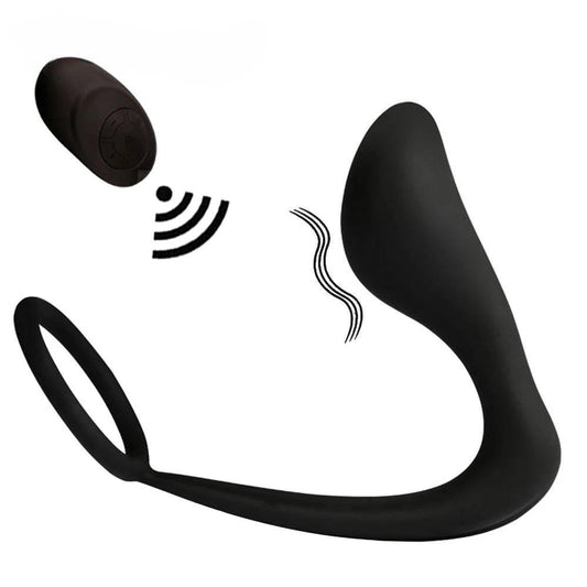 Male Prostate Massager Vibrator Butt Plug: Silicone Ring for Delayed Ejaculation - Passion Pulse Adult