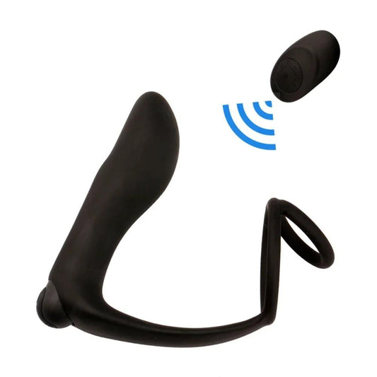 Male Prostate Massager Vibrator Butt Plug: Silicone Ring for Delayed Ejaculation - Passion Pulse Adult