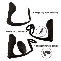 Male Prostate Massager Vibrator Butt Plug: Silicone Ring for Delayed Ejaculation - Passion Pulse Adult