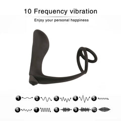 Male Prostate Massager Vibrator Butt Plug: Silicone Ring for Delayed Ejaculation - Passion Pulse Adult