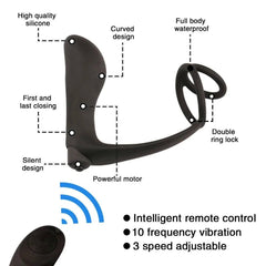 Male Prostate Massager Vibrator Butt Plug: Silicone Ring for Delayed Ejaculation - Passion Pulse Adult