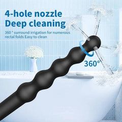 Silicone Bead Washer Douche and Enema Kit - Long 58cm Anal and Vaginal Cleaning Wand with Water Spray for Couples and Personal Hygiene - Passion Pulse Adult