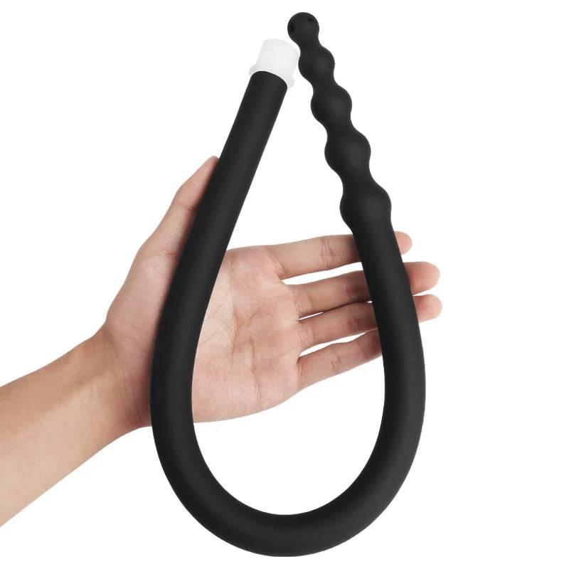 Silicone Bead Washer Douche and Enema Kit - Long 58cm Anal and Vaginal Cleaning Wand with Water Spray for Couples and Personal Hygiene - Passion Pulse Adult