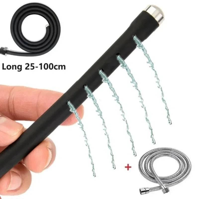 Silicone Bead Washer Douche and Enema Kit - Long 58cm Anal and Vaginal Cleaning Wand with Water Spray for Couples and Personal Hygiene - Passion Pulse Adult