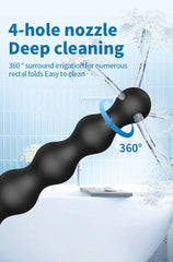 Silicone Bead Washer Douche and Enema Kit - Long 58cm Anal and Vaginal Cleaning Wand with Water Spray for Couples and Personal Hygiene - Passion Pulse Adult