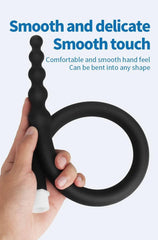 Silicone Bead Washer Douche and Enema Kit - Long 58cm Anal and Vaginal Cleaning Wand with Water Spray for Couples and Personal Hygiene - Passion Pulse Adult