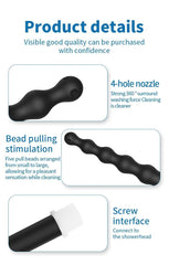 Silicone Bead Washer Douche and Enema Kit - Long 58cm Anal and Vaginal Cleaning Wand with Water Spray for Couples and Personal Hygiene - Passion Pulse Adult