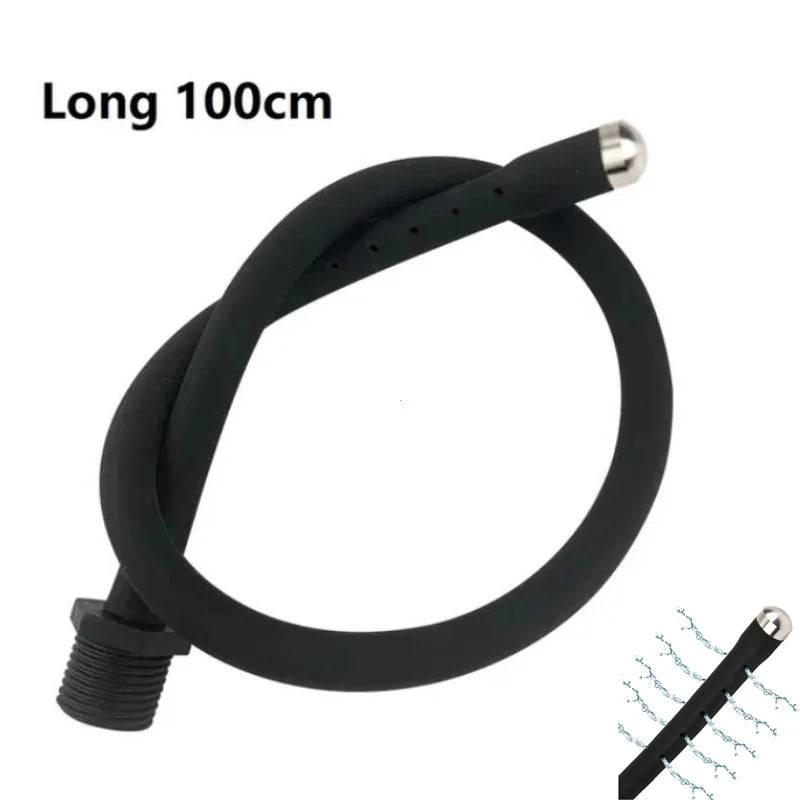 Silicone Bead Washer Douche and Enema Kit - Long 58cm Anal and Vaginal Cleaning Wand with Water Spray for Couples and Personal Hygiene - Passion Pulse Adult