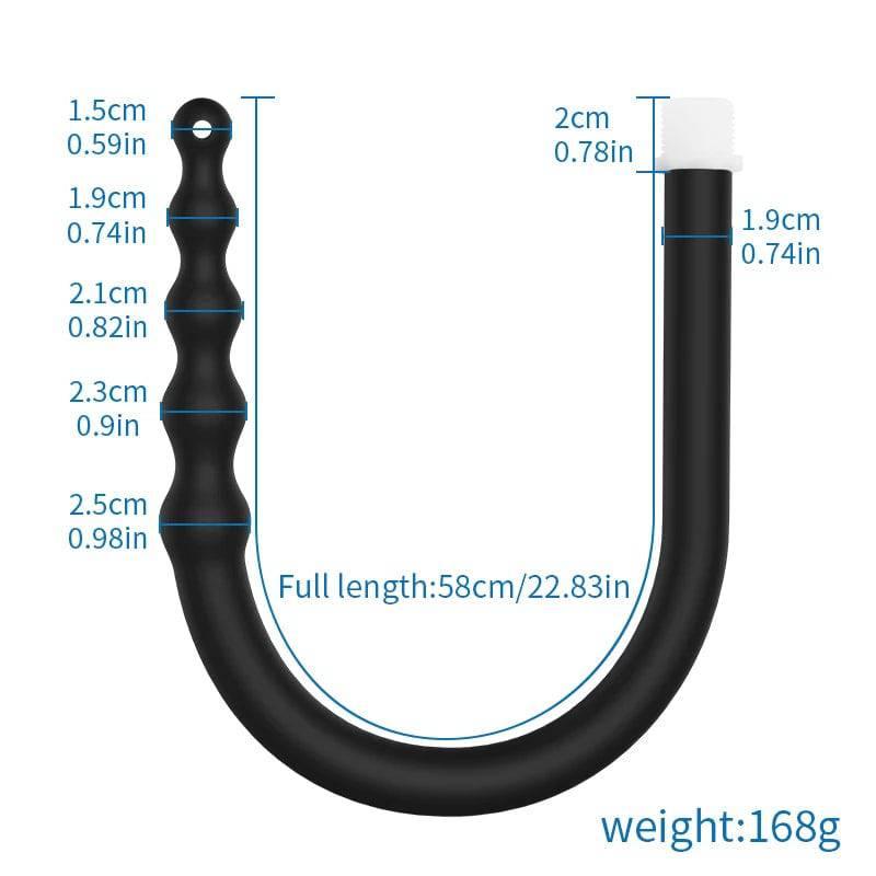 Silicone Bead Washer Douche and Enema Kit - Long 58cm Anal and Vaginal Cleaning Wand with Water Spray for Couples and Personal Hygiene - Passion Pulse Adult