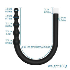 Silicone Bead Washer Douche and Enema Kit - Long 58cm Anal and Vaginal Cleaning Wand with Water Spray for Couples and Personal Hygiene - Passion Pulse Adult