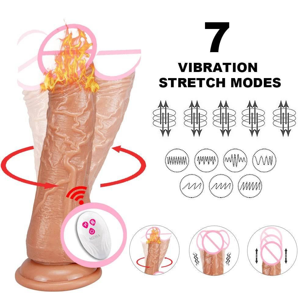Thrusting Rotating Dildo Vibrator – Remote Control & Suction Cup - Passion Pulse Adult