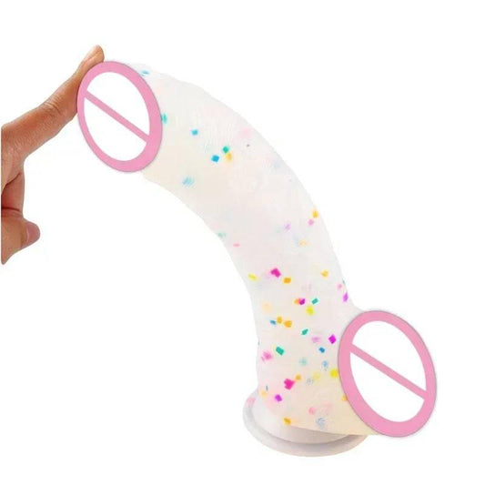Confetti Clear Silicone Dildo – Realistic Design with Strong Suction Cup for Hands-Free Play - Passion Pulse Adult