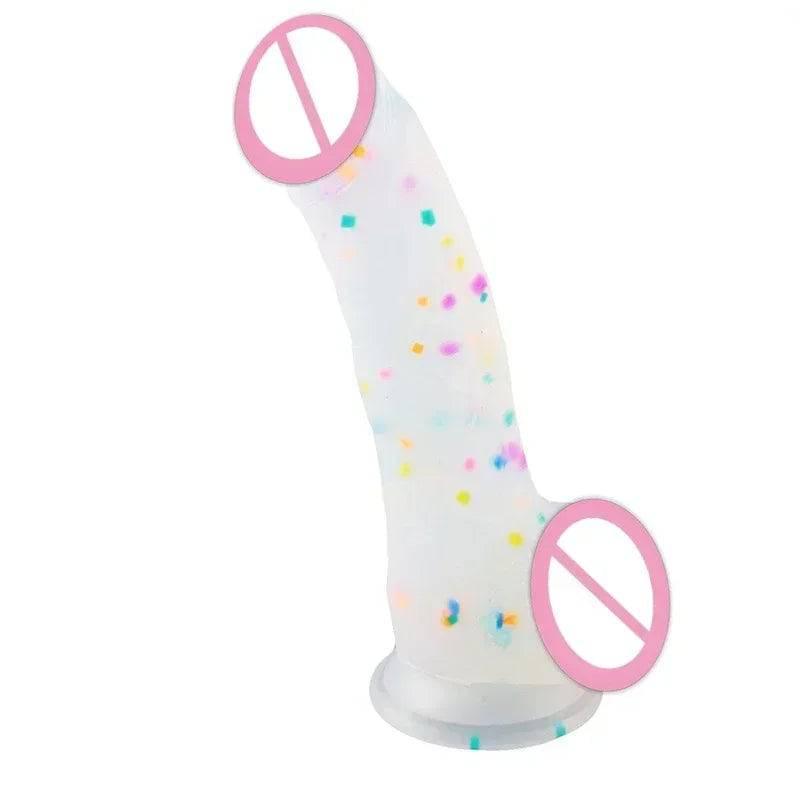 Confetti Clear Silicone Dildo – Realistic Design with Strong Suction Cup for Hands-Free Play - Passion Pulse Adult
