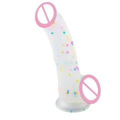 Confetti Clear Silicone Dildo – Realistic Design with Strong Suction Cup for Hands-Free Play - Passion Pulse Adult