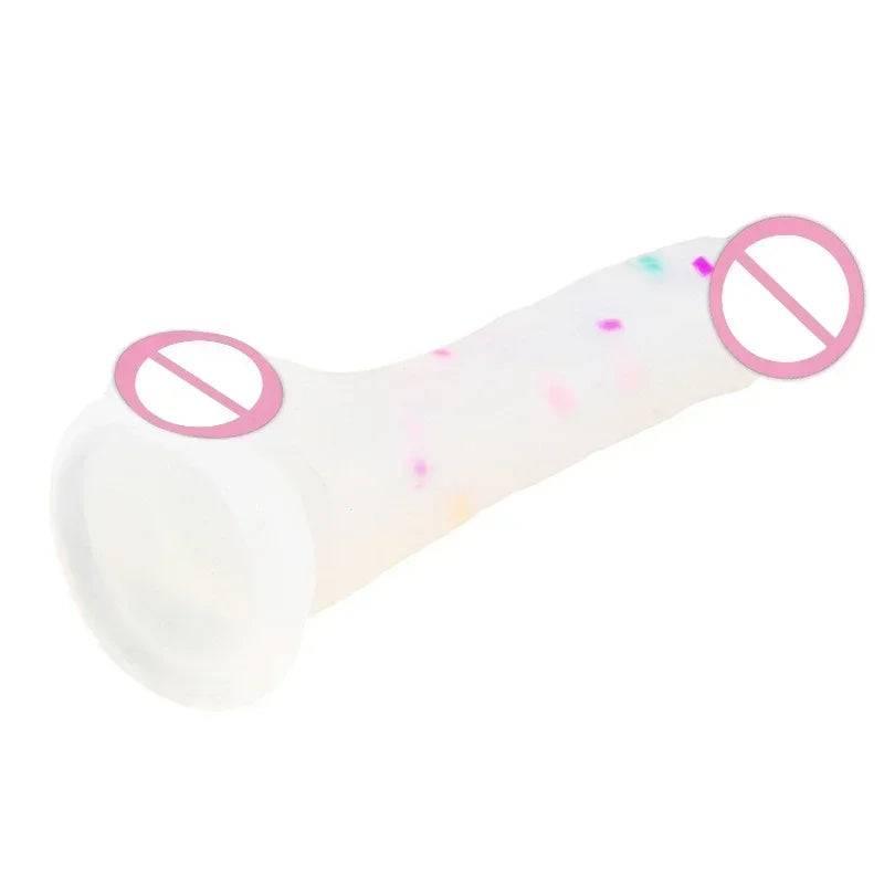 Confetti Clear Silicone Dildo – Realistic Design with Strong Suction Cup for Hands-Free Play - Passion Pulse Adult