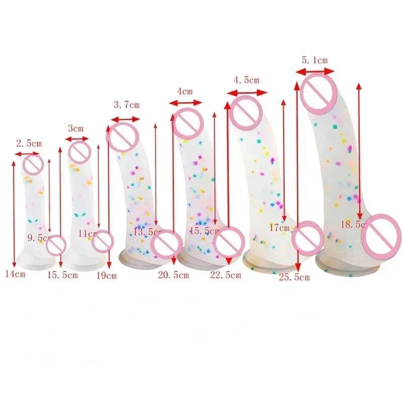Confetti Clear Silicone Dildo – Realistic Design with Strong Suction Cup for Hands-Free Play - Passion Pulse Adult