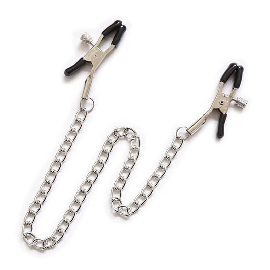 Adjustable Metal Nipple Clamps with Chain | BDSM Bondage Erotic Toys for Women and Couples | Masturbation Accessories - Passion Pulse Adult