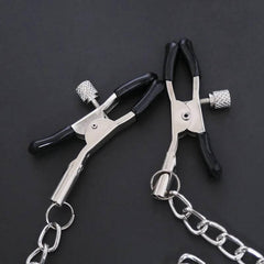 Adjustable Metal Nipple Clamps with Chain | BDSM Bondage Erotic Toys for Women and Couples | Masturbation Accessories - Passion Pulse Adult