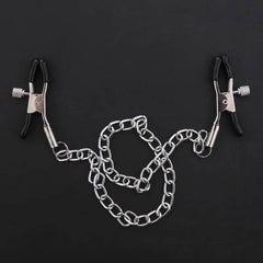 Adjustable Metal Nipple Clamps with Chain | BDSM Bondage Erotic Toys for Women and Couples | Masturbation Accessories - Passion Pulse Adult
