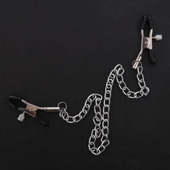 Adjustable Metal Nipple Clamps with Chain | BDSM Bondage Erotic Toys for Women and Couples | Masturbation Accessories - Passion Pulse Adult