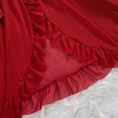 Seductive Red Lace Babydoll Nightdress with Matching Panty - See-Through Sexy Sleepwear - Passion Pulse Adult