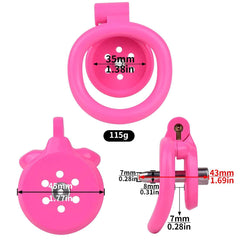 Pink/Black/White Adjustable Mini Metal Chastity Cage with Lock - BDSM Male Slave Cock Ring for Fetish Roleplay and Sissy Bondage Play - Passion Pulse Adult