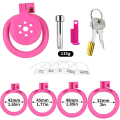 Pink/Black/White Adjustable Mini Metal Chastity Cage with Lock - BDSM Male Slave Cock Ring for Fetish Roleplay and Sissy Bondage Play - Passion Pulse Adult