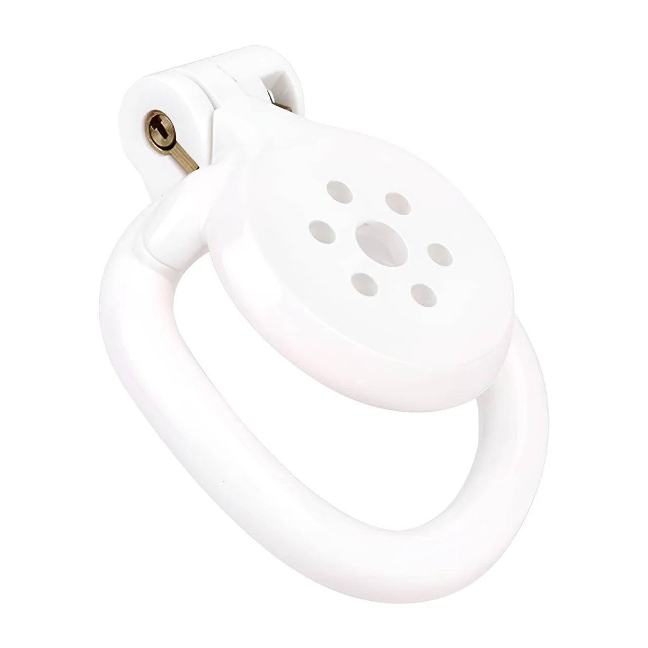 Pink/Black/White Adjustable Mini Metal Chastity Cage with Lock - BDSM Male Slave Cock Ring for Fetish Roleplay and Sissy Bondage Play - Passion Pulse Adult