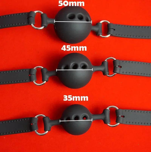 Medical Silicone Ball Gag with Breathing Holes | BDSM Mouth Gag Bondage Restraints for Couples | Slave Roleplay Adult Games - Passion Pulse Adult