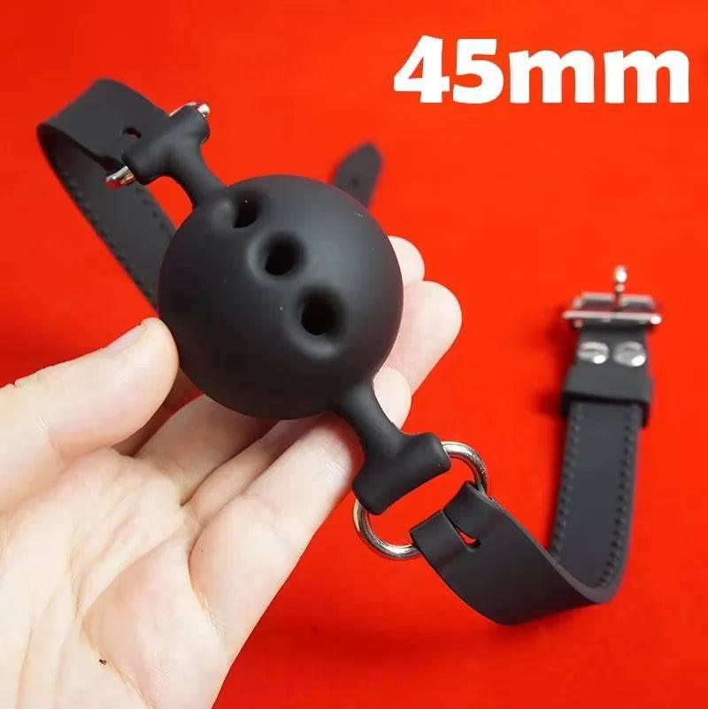 Medical Silicone Ball Gag with Breathing Holes | BDSM Mouth Gag Bondage Restraints for Couples | Slave Roleplay Adult Games - Passion Pulse Adult