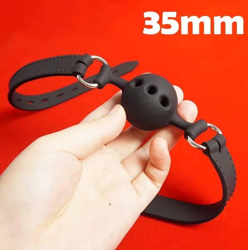 Medical Silicone Ball Gag with Breathing Holes | BDSM Mouth Gag Bondage Restraints for Couples | Slave Roleplay Adult Games - Passion Pulse Adult